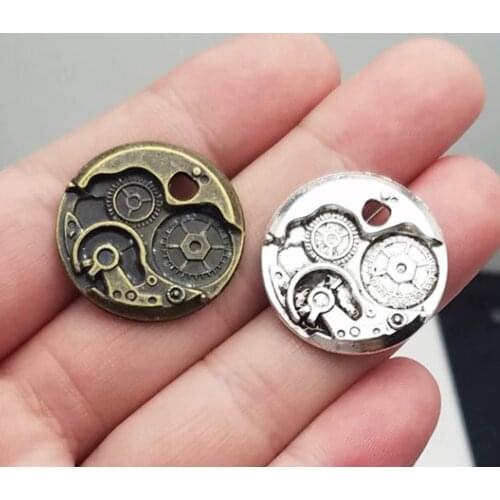 10pcs/lot--25mm, Antique silver plated/bronze plated Steampunk Watches Clock Gears Charms,DIY supplies,Jewelry accessories