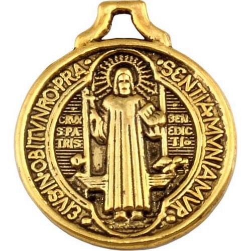 MIC 100pcs Ancient gold Saint Benedict Medal Religious Charms Beads Fit Charm Bracelet Jewelry 18 X21.5MM A-114