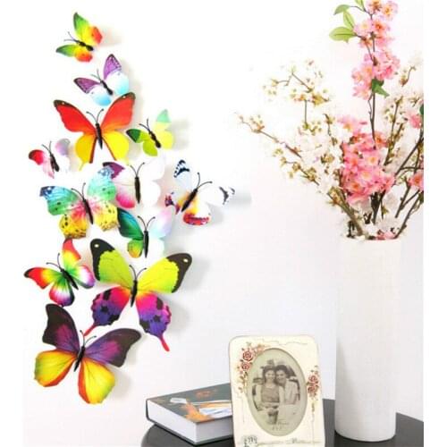12pcs/lot Kawaii Butterfly Fridge Magnets 3D Butterfly Design Art Stickers Room Magnetic Home Decor DIY Wall Decoration