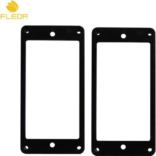 FLEOR 2 Sets Guitar Humbucker Pickup Mounting Rings Neck+Bridge Flat Bottom Frame Black ABS Guitar Accessories
