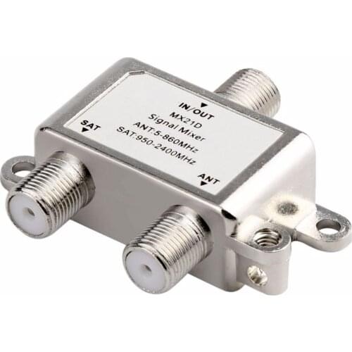 2 in 1 2 Way Satellite Splitter TV Signal Cable TV Signal Mixer SAT/ANT Diplexer Lightweight Compact