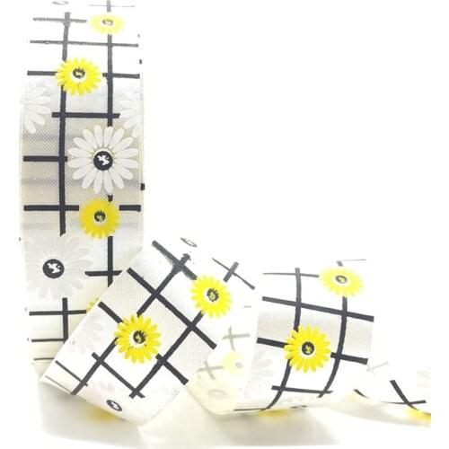 5Yards 25mm Printed Small Gloral Pattern Segment With Christmas Ribbon Used For Christmas Decoration DIY Sewing Fabric #07