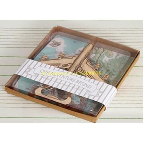 50pcs/lot Fast shipping Airplane Bottle Opener New Wedding Gift Favors retial package box