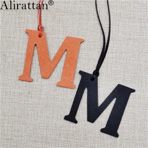 Alirattan New Genuine Leather English Letter M Character Charm Trendy Wholesale Custom Women Leather Customized Pendant Ornament