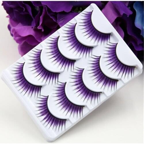 Smoked Makeup Makeup Scene Purple False Eyelashes New Colorful False Eyelashes Thick Thin Cross Section Purple False Eyelashes