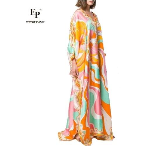 [EFATZP] New Loose Large V-Neck Fashion Beautiful Short Sleeve Elastic Print Dress