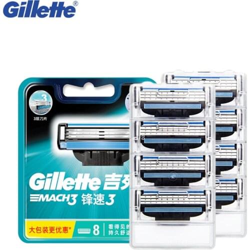 Gillette Mach3 MenS Face Razor Blade Safe Mach 3 Shaving Hair Removal 8pc Manual Beard Shaver Razors Blades Classic Three Layer