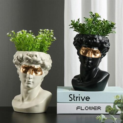 Home Decor Ceramic Vase Potted David Ornaments Greek Statue Sculpture Art Decorative Vases Nordic Living Room Decor Accessories