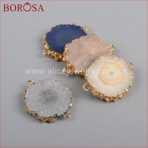 BOROSA New Style Connector for Bracelet, Gold Color Mix Color Titanium Solar Quartz Connector for Necklace as Gift G1188