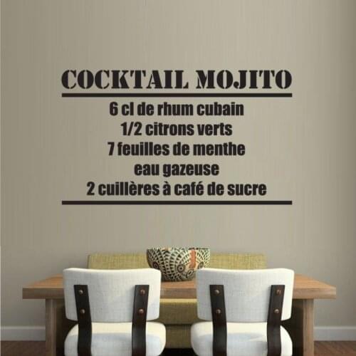 KUCADA cocktall mojito wall sticker for kitchen decoration home decor wall decal black diy WP1608
