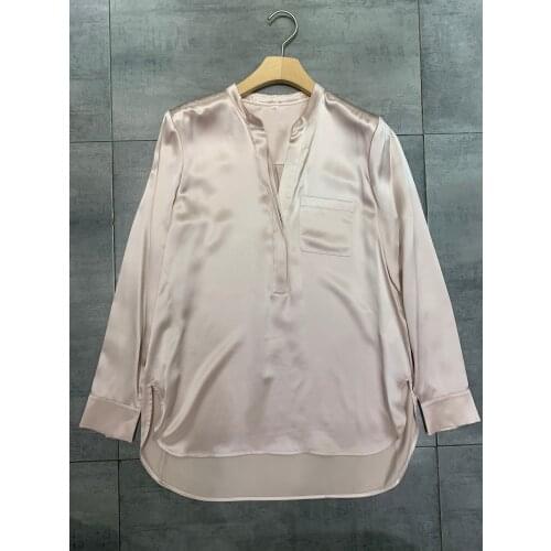 Fashion 2021 new ladies long sleeve sexy satin silk shirt 0308