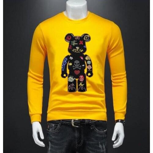 Handsome man Casual Sweatshirt Mens Winter designer Diamond stone design Fashion Hoodies O-neck Pullover Tops