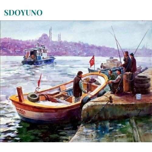 SDOYUNO 60x75cm Pictures By Numbers Kits Scenery Painting By Numbers On Canvas Frameless Handpaint Digital DIY Home Number