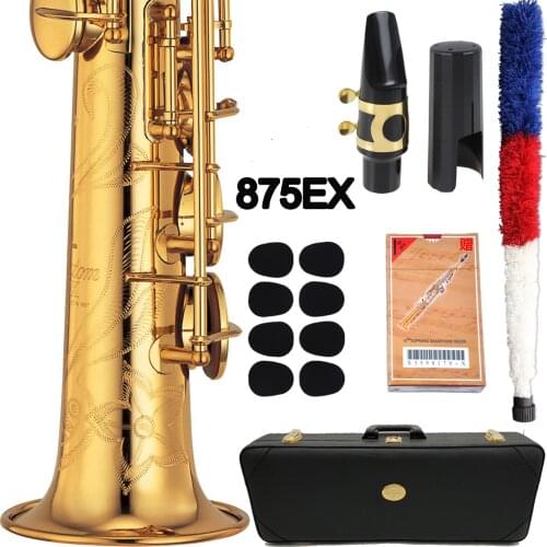New MFC Saxophone Soprano 875EX Professional Soprano Sax Custom EX Gold Lacquer Single Piece Straight Mouthpiece Reeds Neck