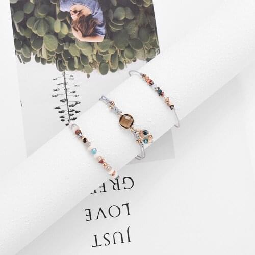 New Adjustable Rice Beads Colorful Crystal Charm Bracelets For Women High-quality Alloy Plating Ladies Bracelets Jewelry