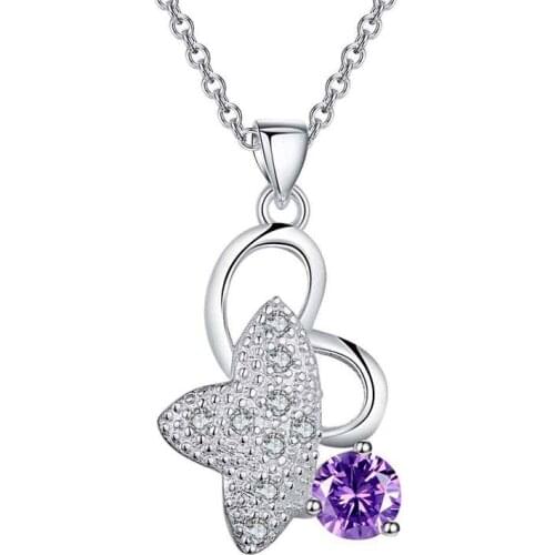 Wholesale Wedding gift Nice 925 silver Fashion jewelry chains necklace pendant 4 color WN-961