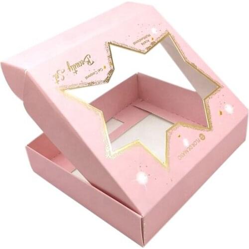 Wholesale cardboard pink gold foil gift set cosmetic packaging box with transparent PVC window
