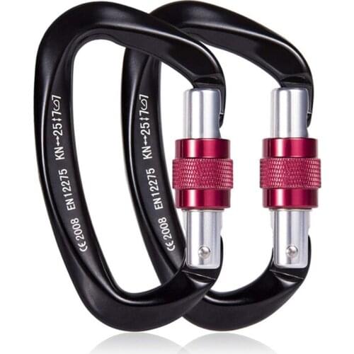 25KN Professional Climbing Carabiner D Shape Aviation Aluminum Safety Lock Outdoor Mountaineering Equipment