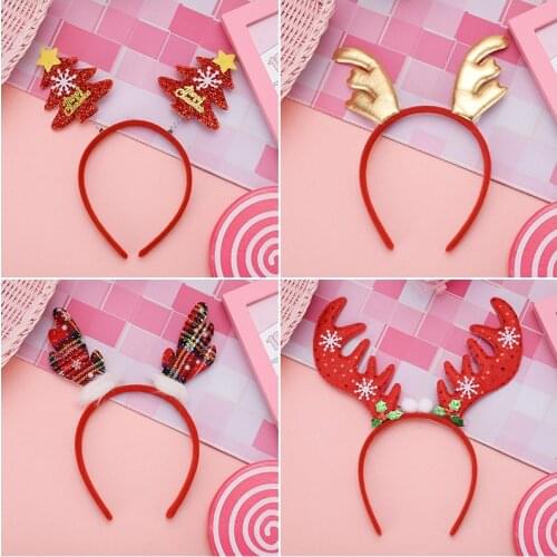 Christmas Hairpin Decorative Deer Headband Sequined Plaid Elegant Princess Personality Kids Gift Hair Accessory