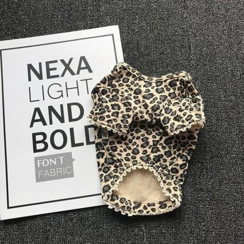 Leopard Chihuahua Cotton Tshirt Pet Dog Clothes for Small Dogs Clothing Yorkshire Cool Round Collar Sweater Pug Costume S-2XL