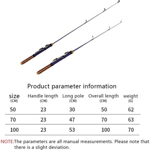50cm/70cm detachable Winter Ice Fishing Rods Glass Fiber portable Casting Rod Combo Fishing Accessories d2