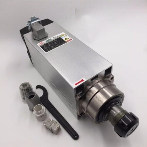 Air-cooling Spindle Motor 6KW ER32 Nut High Speed 18000rpm + 1phase 220V 7.5KW VFD Inverter Woodworking Kit CNC Milling Drilling