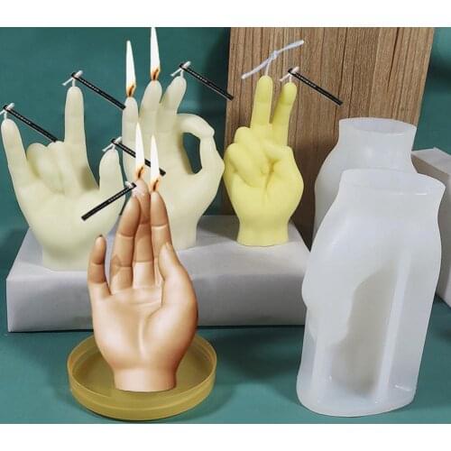 3D Gesture Silicone Candle Mold Creative Hand Shape Aromatherapy Candle Making Mould Diy Wax Chocolate Soap Tool Home Decoration