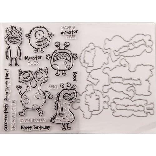 Silicone Clear Stamps CUTTING DIES For Scrapbooking STENSICLS MONSTERS DIY PAPER Album Cards MAKING Transparent RUBBER Stamp