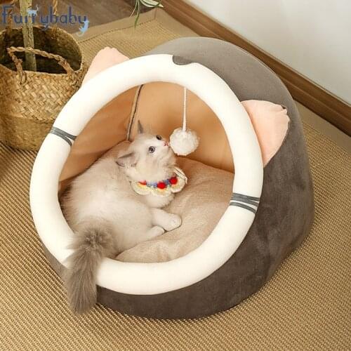 Foldable Cat Pet Bed for small medium Pet Dog Soft Nest Kennel Kitten Bed House Sleeping Bag Pets Winter Warm Cozy House Cave