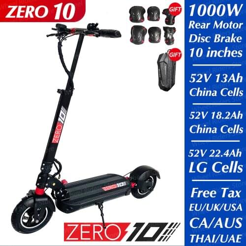 ZERO 10 Scooter Single Motor 52v Electric Scooter Skateboard Kick 13ah 18.2ah 22.4ah LG Two Wheel