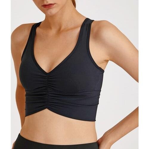 Sports Bra Autumn New Vest Style Women Sexy Folds Running Training Bra Vest Elastic Quick Drying Gym Shockproof Dance Yoga Bra