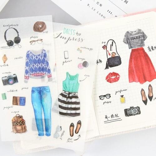 6 Sheets /Pack Girls Accessaries Stickers Decorative Album Diary Stick Label Paper Hand Account Decor Stationery Stickers