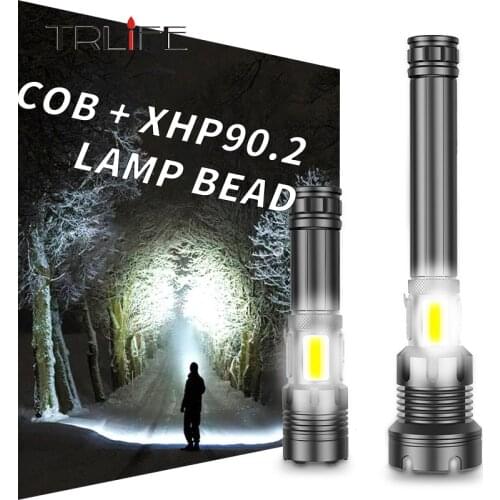 Super Bright 4-Core XHP90.2 LED Flashlight Touch switch With COB Side Light 7 modes Night light for home and Outdoor Camping