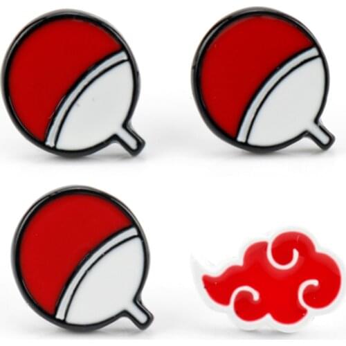 NARUTO Theme Earrings Creative Clan Insignia Red Cloud Shape Zinc Alloy Irregular Stud Earrings Cute Gifts For Cartoon Fans