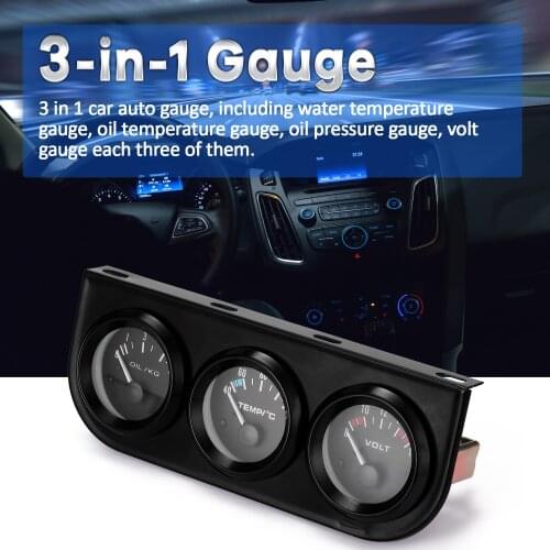 Universal 8V-16V 3-in-1 Volt Meter Water Temp Gauge Oil Gauge Kit Steel Material Digital Voltmeter For Car Motorcycle Accessorie