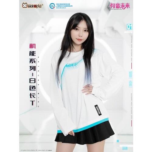 Anime Vocaloid T-shirt White Long Sleeve T Shirt Cosplay Miku Top Costum Fashion Cartoon Cotton Tee Student Men Women Streetwear