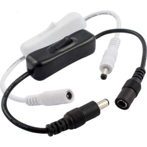 Inline Switch On Off with Female Male Power Cable 5.5x2.1mm DC Connector Jack Wire Switch 5V 12V 24V for CCTV LED Strip Light