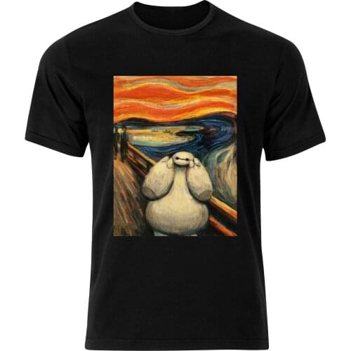 Baymax Big hero 6 The Scream Banksy Art Parody Mens tshirt top Tee Short Sleeve T-Shirt harajuku Cool Casual pride
