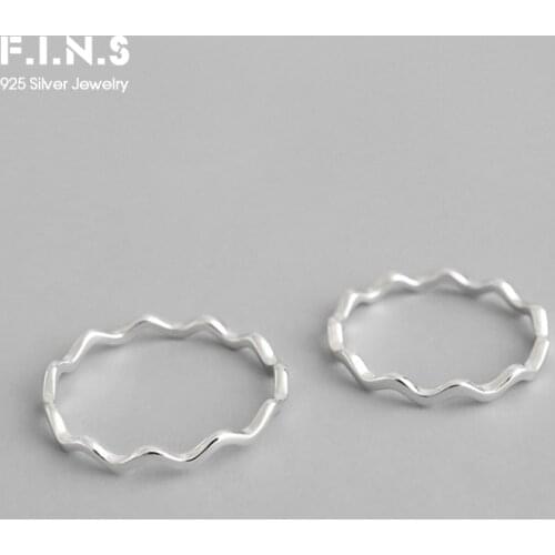 F.I.N.S Minimalist Jewelry 925 Silver Rings for Women Thin Line Waving Smooth Knuckle Ring Stackable Decoration Engagement Ring