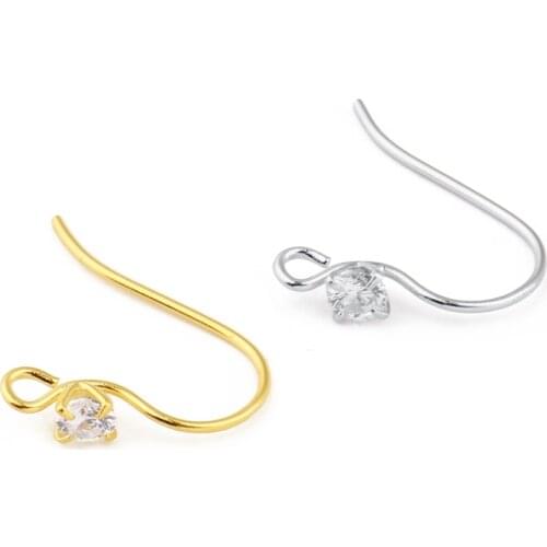 1pair 925 Sterling Silver Zircon Earring Findings Gold Earring Clasps Hooks Fittings for DIY Jewelry Making Supplies Accessories