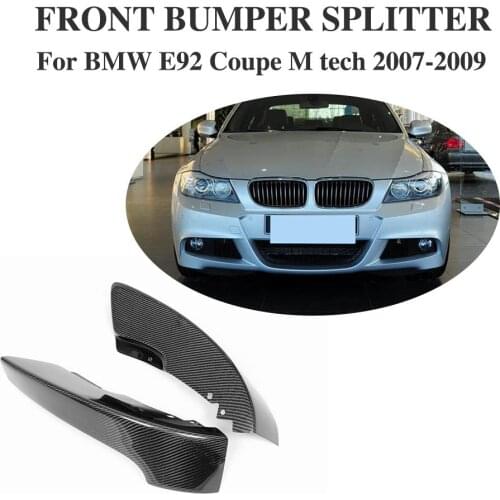 1Pair Carbon Fiber Front Bumper Lip Splitters Aprons Spoiler For BMW 3 Series E92 Coupe M-Sport 2007-2009