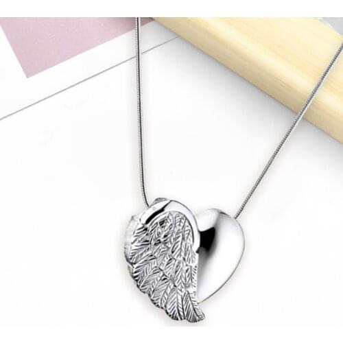 1PC Angel Wing Heart Urn Pendant Necklace Keepsake Ashes Memorial Pendant necklace Jewelry for Ashes of Loved Ones Keepsake