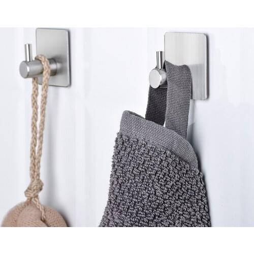 1pcs Durable Aluminum Door Hook Strong Self Adhesive Wall Door Hook Clothes Hange Bags Key Rack Home Kitchen Towel Hanger