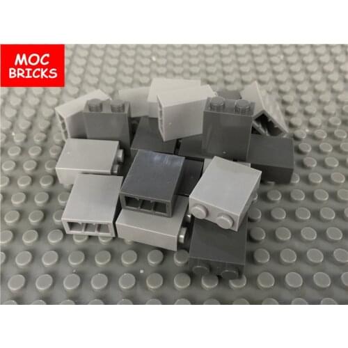 10pcs/lot MOC Bricks Dark gray & Light gray Brick 1 x 2 x 2 with Inside Stud Holder fit with 3245C Building Blocks DIY Toys gift