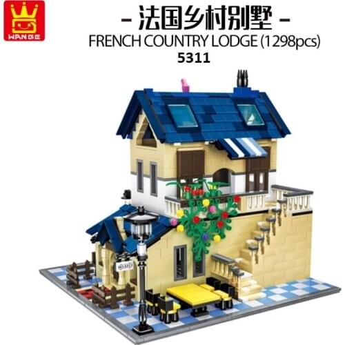 1298pcs Wange Blocks French Country Lodge Home Model Architecture Building Blocks creative Educational Toys for Kids Gifts 5311