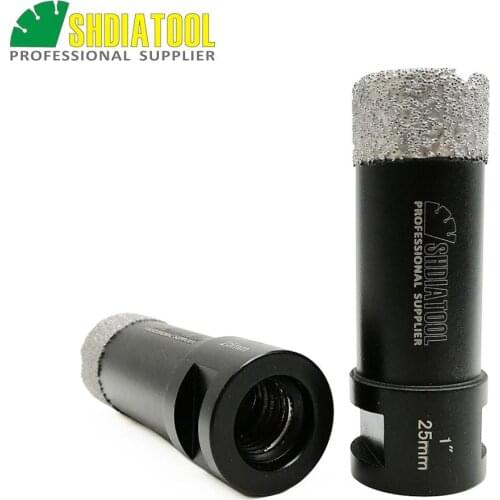 SHDIATOOL 2pcs 1" Vacuum brazed diamond Dry drilling drill bits 5/8-11 thread Dia 25mm porcelain tile granite Masonry hole saw