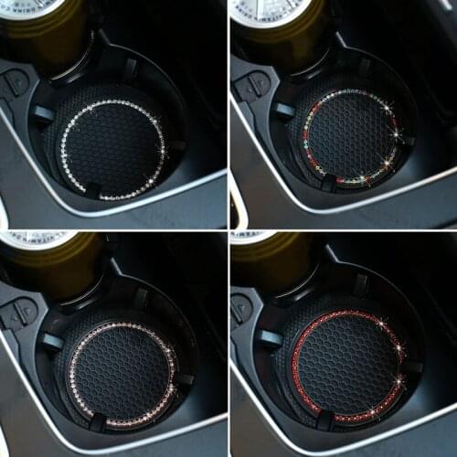 2Pcs Universal Bling Car Water Cup Insert Coaster Diamond Cup Bottle Holder Anti-slip Pad Cover Auto Interior Accessories