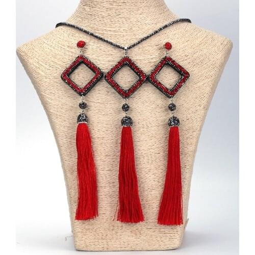 2018 New Design Trendy Jewellery Sets Tassel Earring and Necklace 4 Colors High Quality Women Hot Sale Charm Jewellery