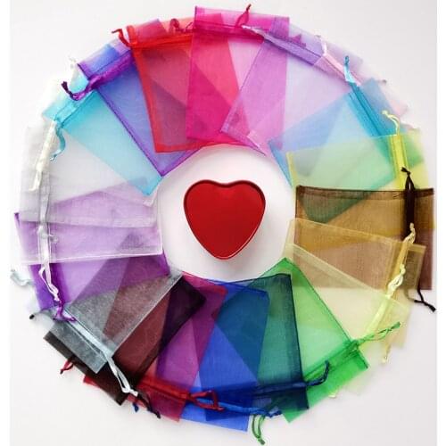 50 pcs 7*9 cm Organza Bags Drawable Wedding Party Decoration Gift Bags Pouches Jewelry Packaging tulle fabric Bags 19 Colors