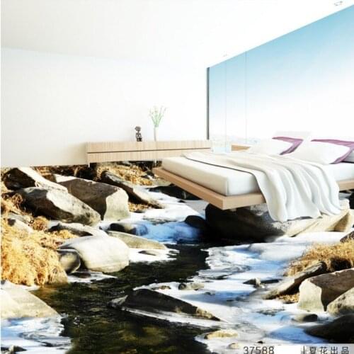 Free Shipping Ice Water Creek 3D Floor waterproof non-slip living room bedroom bathroom shopping mall kitchen flooring mural